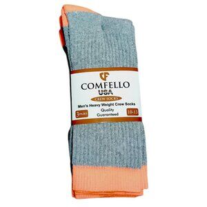 3 Pack High Vis Safety Orange Heavy Weight Work Socks Size Large 10-13